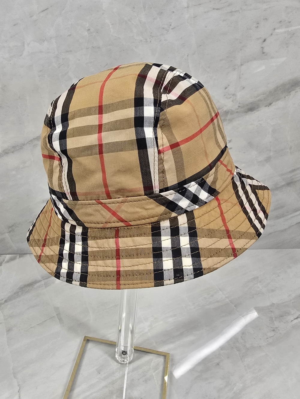 Burberry Black-Lined Plaid Bucket Hat